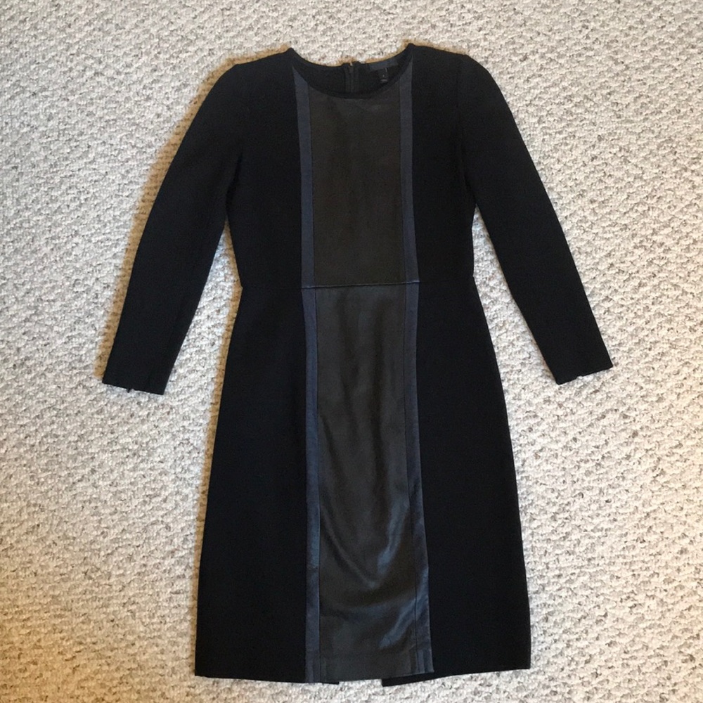 Jcrew leather panel sheath dress